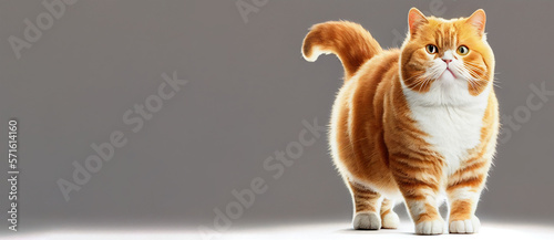 a cute scootish fold cat on white background with smiley face generative ai photo