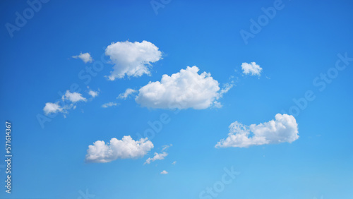 Photography Blue sky background with some cotton-shaped clouds in the center