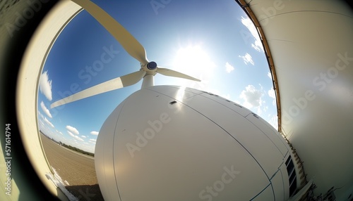  a close up of a propeller on a plane with the sun shining through the clouds in the sky behind it and the wing of the plane.  generative ai