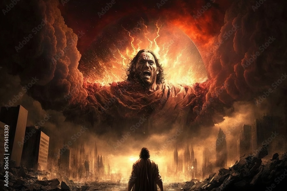 A Fictional Religious Illustration Of The End Times A Depiction Of The a-fictional-religious-illustration-of-the-end-times-a-depiction-of-the