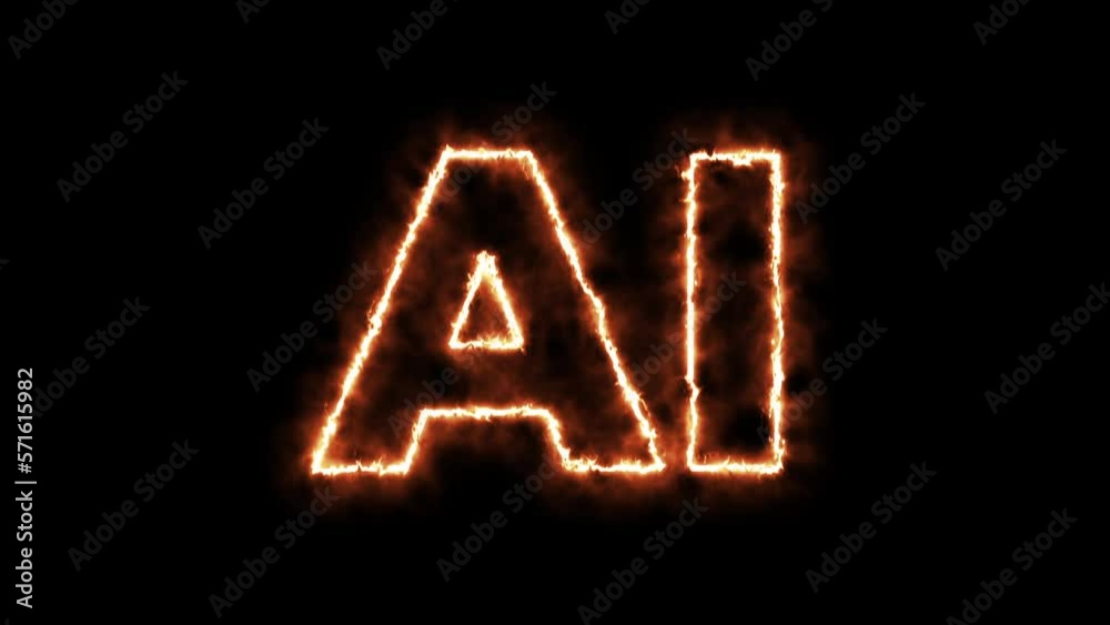 AI burning word, fire text. fire text effect black background. animated text effect with high visual impact. AI burning word, fire text. fire text effect black background. animated text effect with high visual impact.