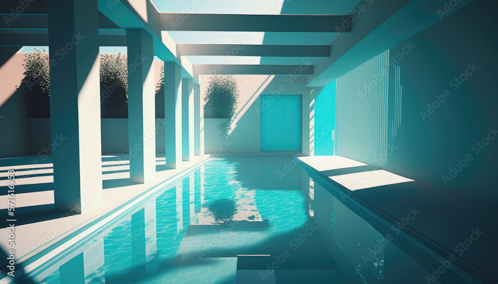Project of luxury swimming pool in premium villa interior. Created with ...
