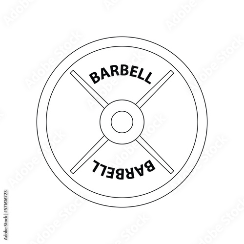 Barbell Weight Plate Outline Icon Illustration on Isolated White Background