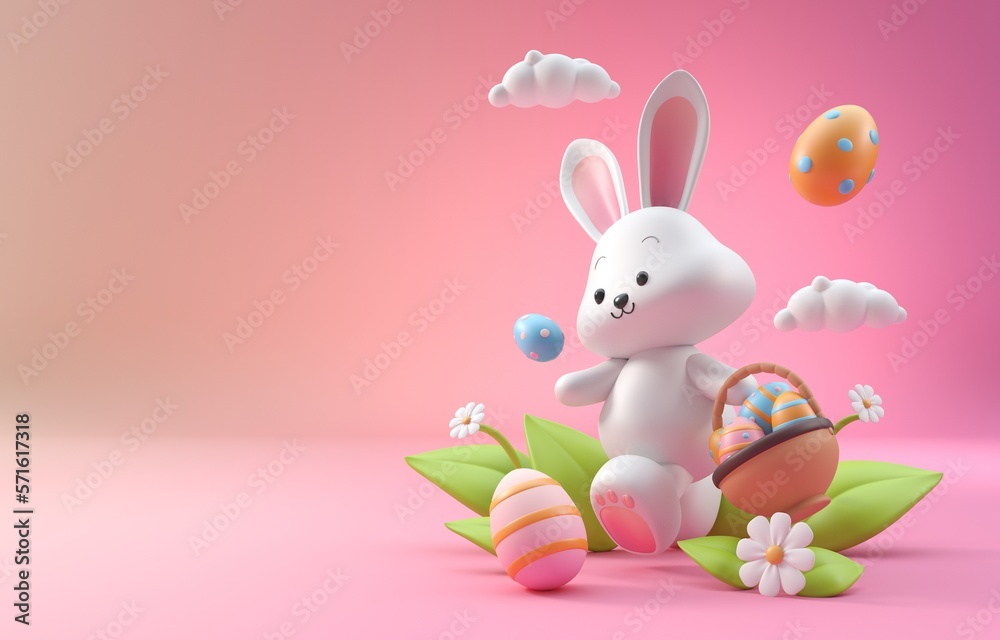 Obraz premium Isolated Easter Bunny. 3D Illustration
