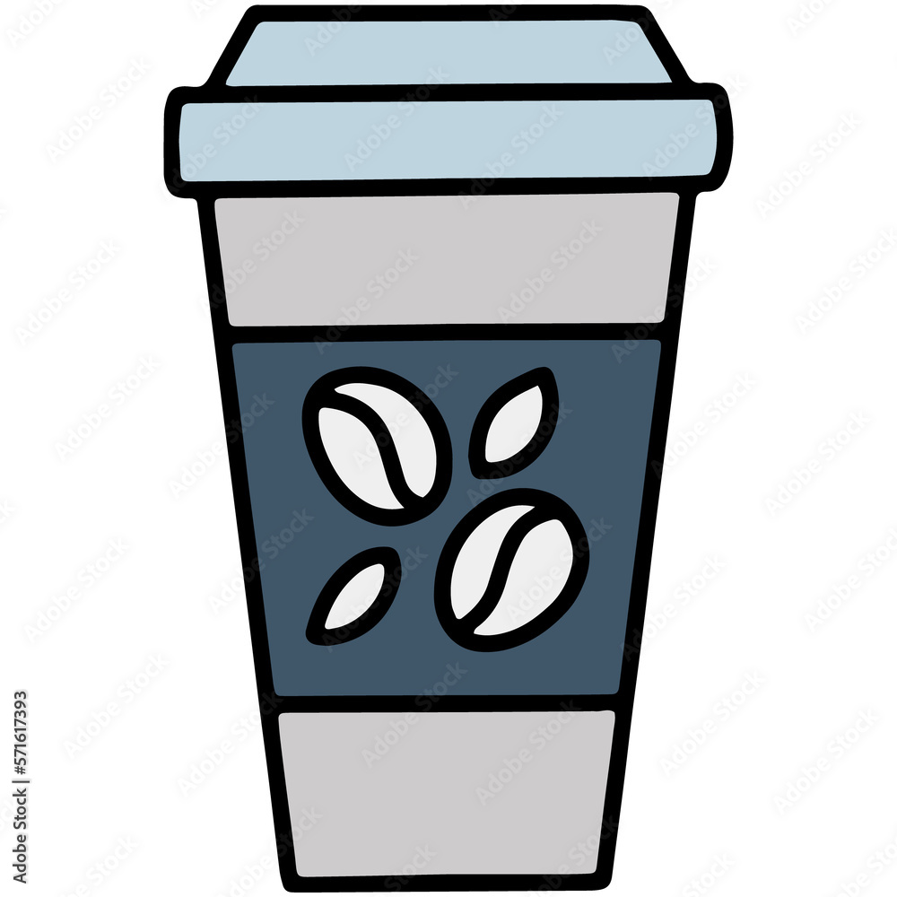 Takeaway coffee cup with beans linear icon Takeaway coffee cup with beans linear icon