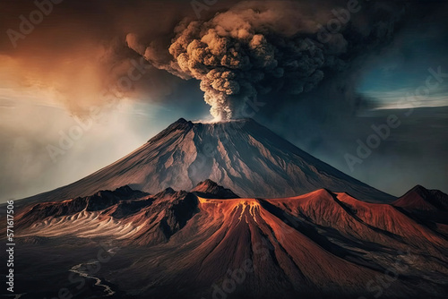 A panoramic view of a volcano with a plume of smoke in the background, Rank 1 National Geographic, volcano, mountain, landscape, sky, nature, mount, eruption, fuji, clouds, travel, peak, lava, snow,  © Saulo Collado