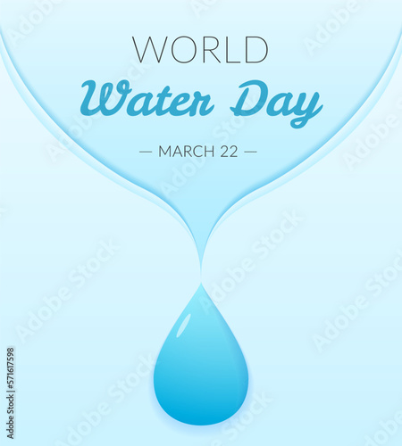 World water day concept with water drop on blue background