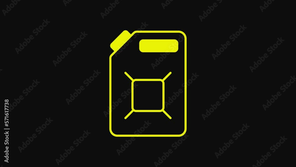 Yellow Canister for gasoline icon isolated on black background. Diesel gas icon. 4K Video motion graphic animation Yellow Canister for gasoline icon isolated on black background. Diesel gas icon. 4K Video motion graphic animation