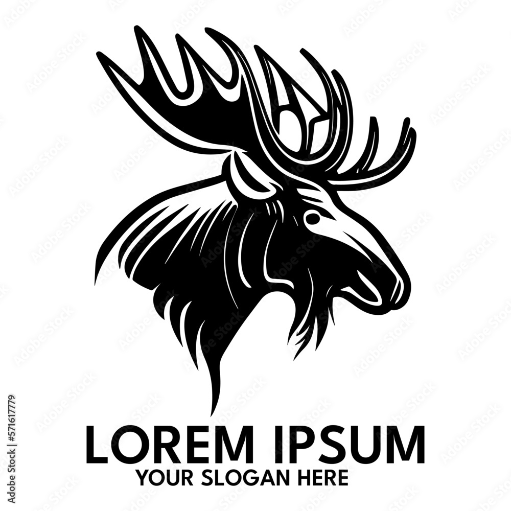 Obraz premium Moose silhouette, logo style vector illustration