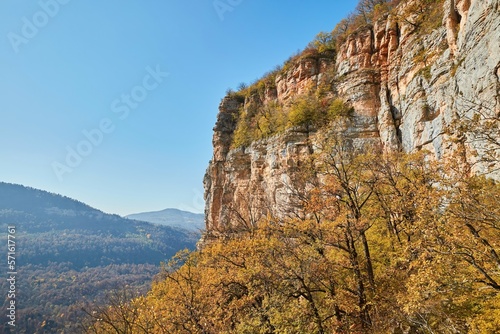 Mountain landscape. High mountains, and bright blue sky above the mountains