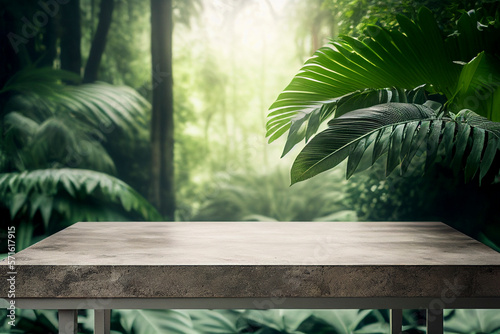 Jungle podium background created with generative Ai technologies