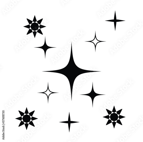 Doodle set of vector stars sparkle icon 
