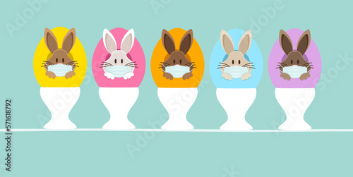5 Osterhasen Maske In Ei Eierbecher Vorn Türkis