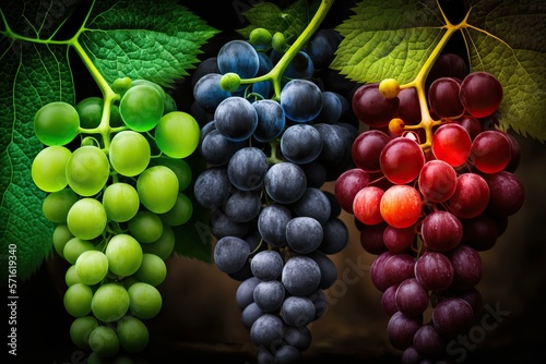Wallpaper Mural Grapes, fruit with different colours (Ai generated) Torontodigital.ca
