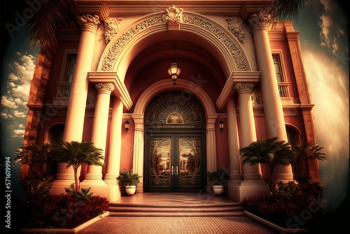 Luxury hotel entrance  luxury vintage  Ai generated 