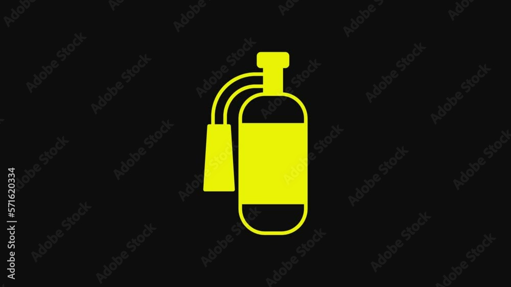 Yellow Fire extinguisher icon isolated on black background. 4K Video motion graphic animation Yellow Fire extinguisher icon isolated on black background. 4K Video motion graphic animation