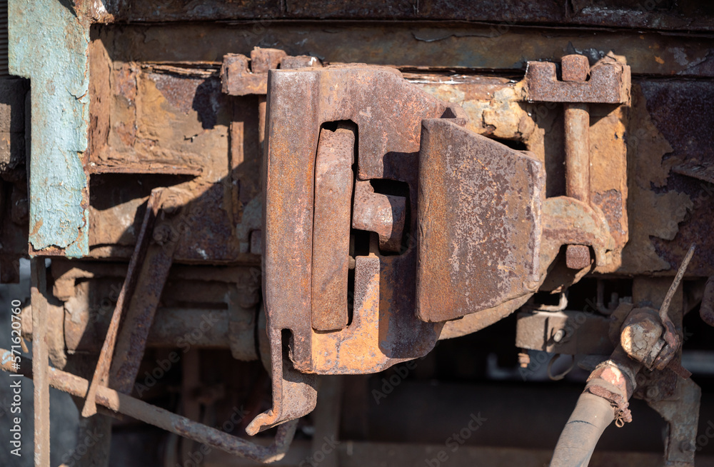 old iron connection train wagon coupler