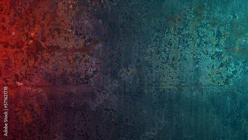 Empty rusty colorful wall on dark background 3D