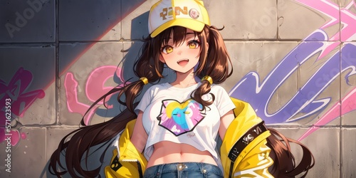 Beautiful kawaii anime girl. Generative AI