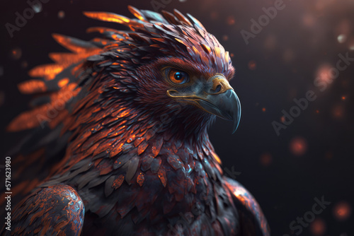 aggressive looking phoenix with red feathers made by generative ai