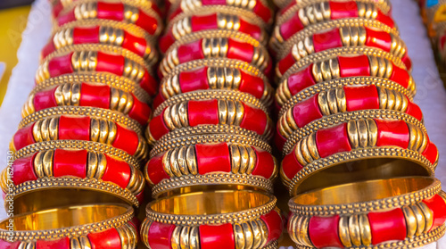 Colorful Bangles on display on local shop for women in Hunar Haat.