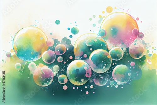 background picture of soap bubbles, watercolor style AI Generated