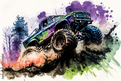 Monster truck in action look awesome cool photo