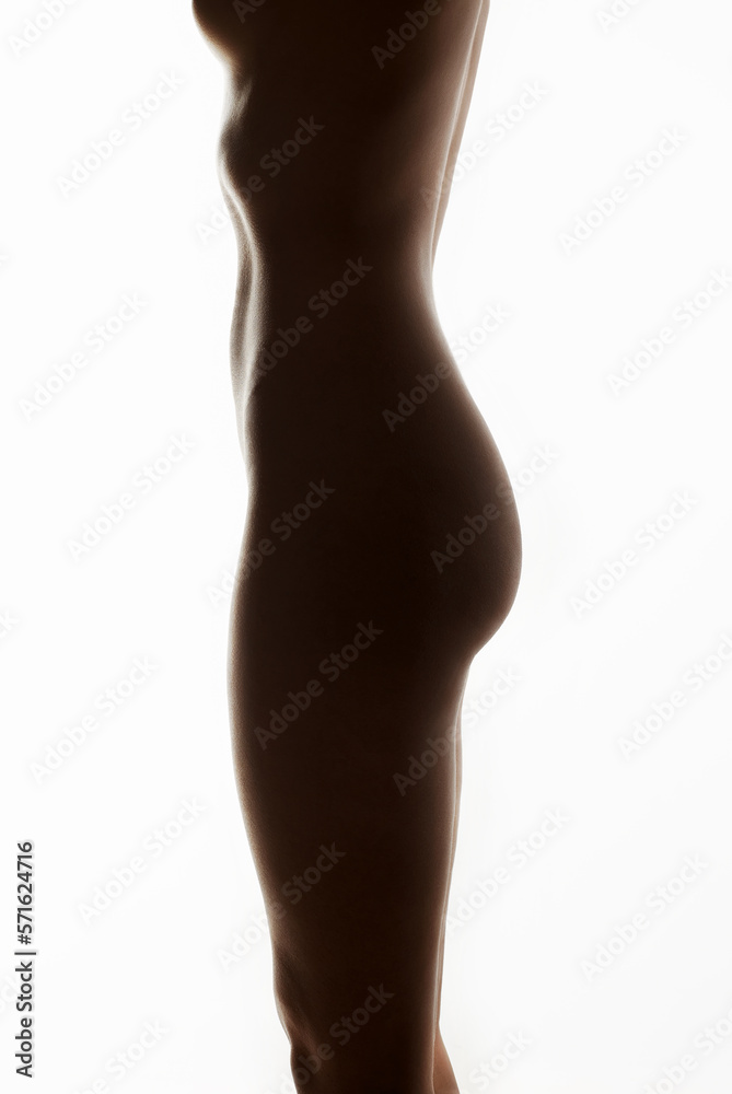 Naklejka premium Nude Woman silhouette over white background