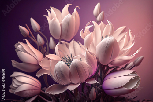 Crocus in a pink background. Generative AI