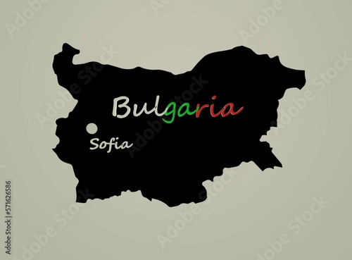 Bulgaria map, capital Sofia, Bulgaria national colored text