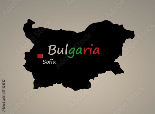 Bulgaria map, capital Sofia, Bulgaria national colored text