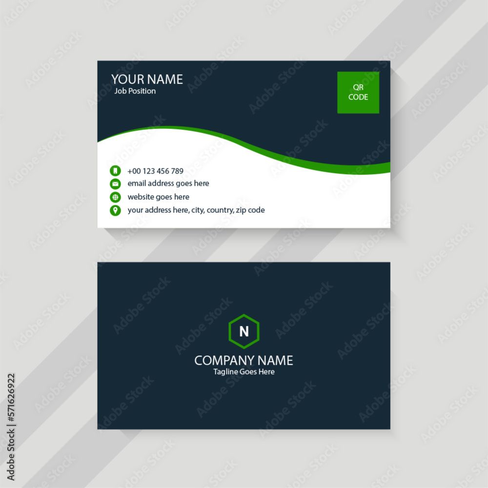 Fototapeta premium white and green creative business card template