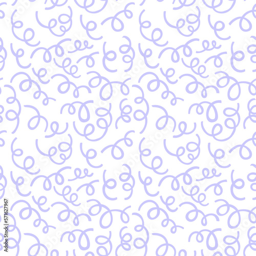 Ribbon violet serpentine seamless pattern. Hand drawn elements. Vector illustration, flat design