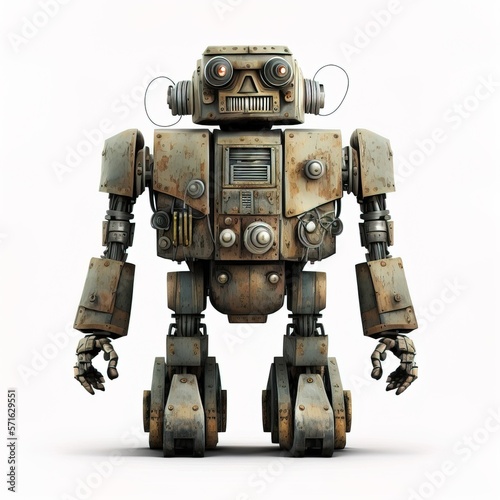 Old vintage look robot with rust body part generative ai