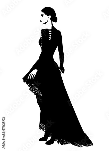 silhouette of a woman in an evening dress,vector 