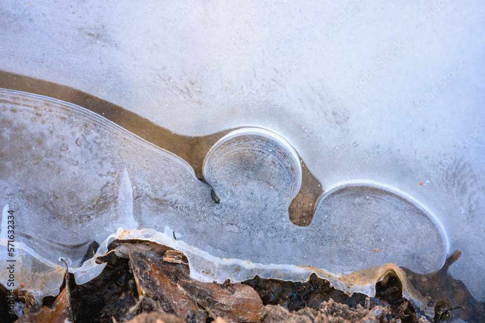 Eisfläche, Details, gefrorener Teich