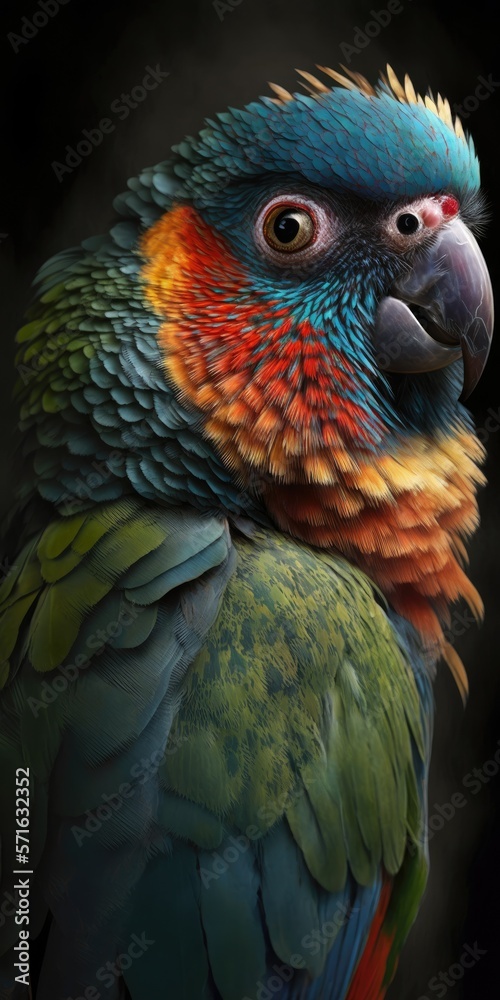 Fototapeta premium Nymphs parrot breed, closeup. Male. Exotic bird. Generative AI