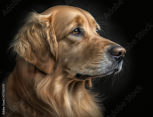 Wallpaper Mural Golden Retriever dog sitting with black background, portrait setting. Torontodigital.ca