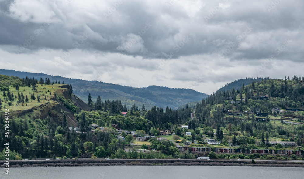 Storm clouds Overcast in the Columbia River Gorge in Oregon & Washington