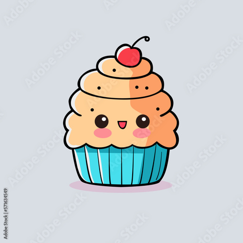 Vector cute cupcake logo, illustration