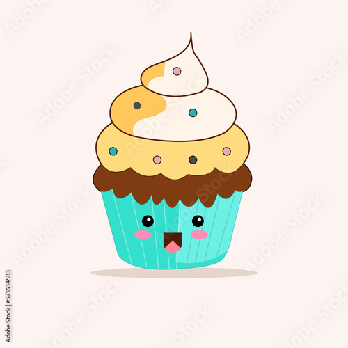 Vector cute cupcake logo, illustration