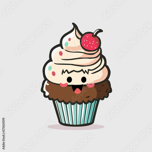 Vector cute cupcake logo  illustration