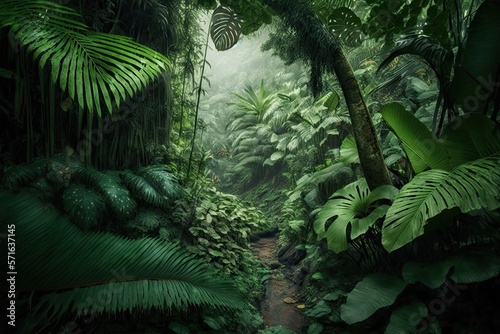 A dense rainforest with a canopy of green leaves and a variety of tropical plants, Rank 1 National Geographic, forest, nature, tree, tropical, jungle, palm, trees, rainforest, fern, landscape, foliage