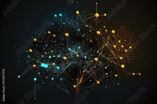 Abstract background with connecting dots and lines. Generation AI