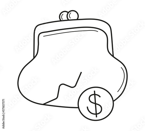 Financial crisis icon in line style. Wallet without money. Broken wallet icon for logo, web, app, UI. Bankrupt, poverty