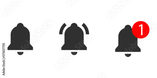 Notification bell alarm icons set