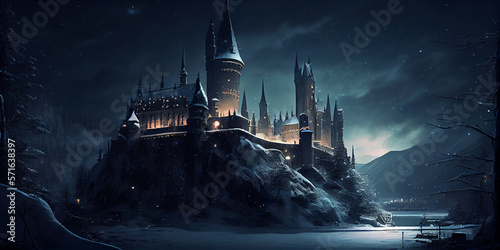 Hogwarts Castle at Winter Night
