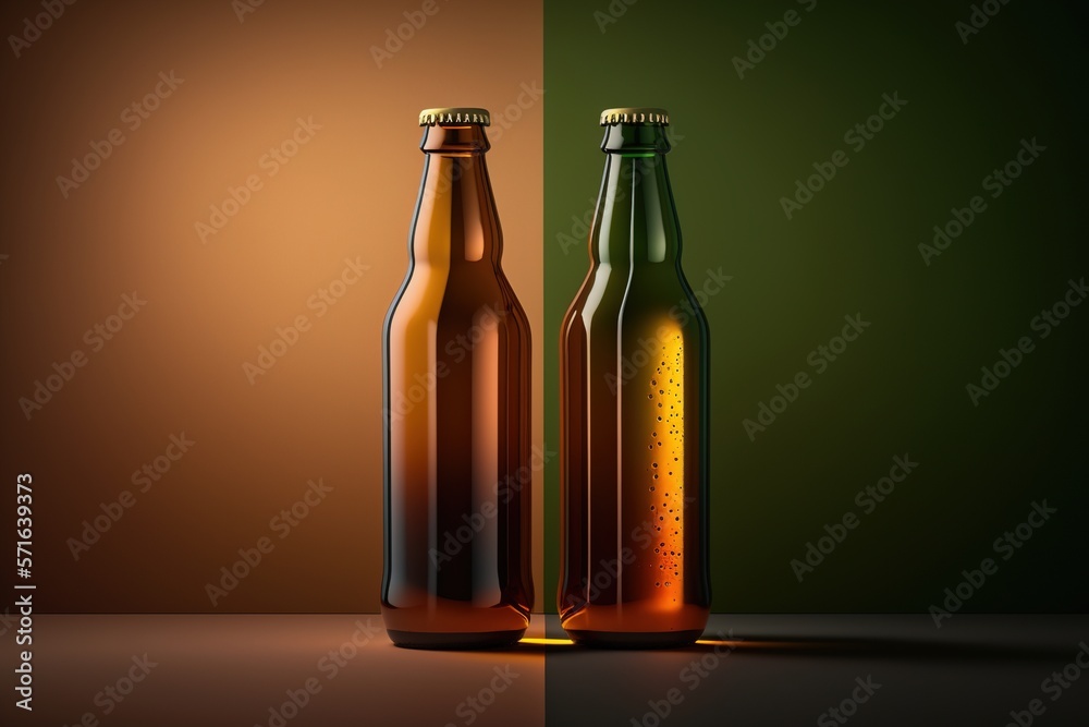 blank beer bottles background