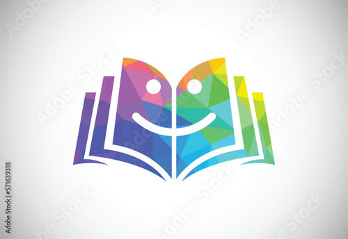 Modern low poly style education logo design, Geometric, and triangle book logo icon sign symbol.