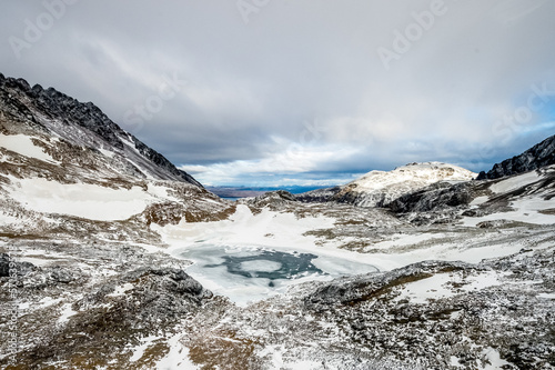 Nature and mountains view of Tierra del Fuego province in Argentina. Nature of South America